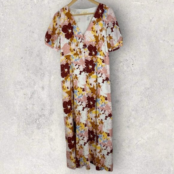 Sezane 100% Silk Sollie Maxi Dress Floral Watercolour Size 36 French US 4 Boho - Picture 3 of 15